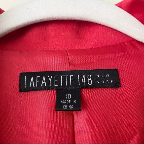 Lafayette 148 | Wool Angora Blazer Jacket Fall Holiday Red Size 10 - Picture 8 of 9